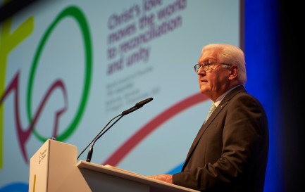 Discours d’ouverture du président allemand Frank-Walter Steinmeier pour la 11e assemblée du Conseil œcuménique des Églises (COE) à Karlsruhe / COE/Albin Hillert