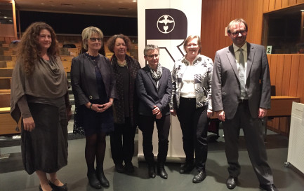 De gauche à droite: Katrin Bardet, Thérèse Chamartin, Monique Johner, Franziska Grau Salvisberg, Anne-Élisabeth Nobs, Pierre-Philippe Blaser / LV
