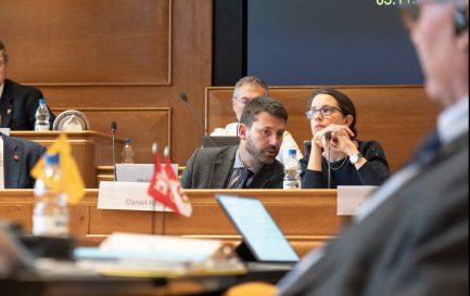 Gottfried Locher et Sabine Brändlin, lors de l&#039;Assemblée du 5 novembre 2019. / FEPS
